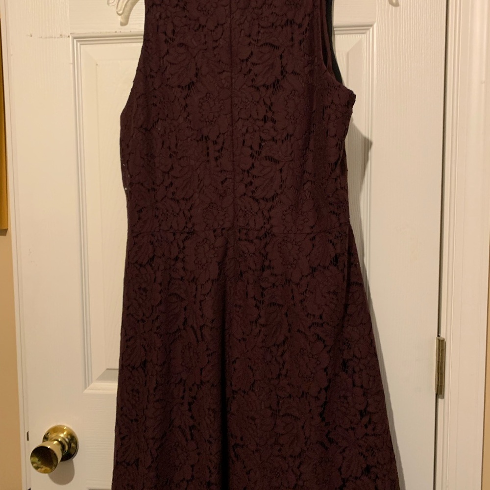 Ann Taylor Red Sleeveless lace over dress